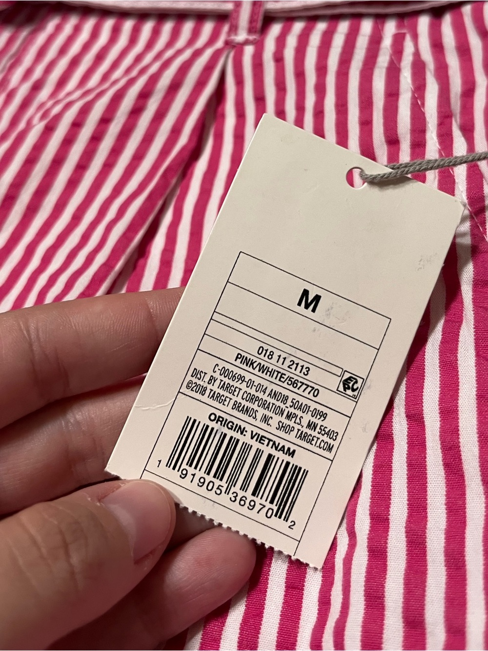 NWT A New Day Pink/White Stripe 100% Cotton Seersucker High Waist Belted Shorts - Picture 3 of 7